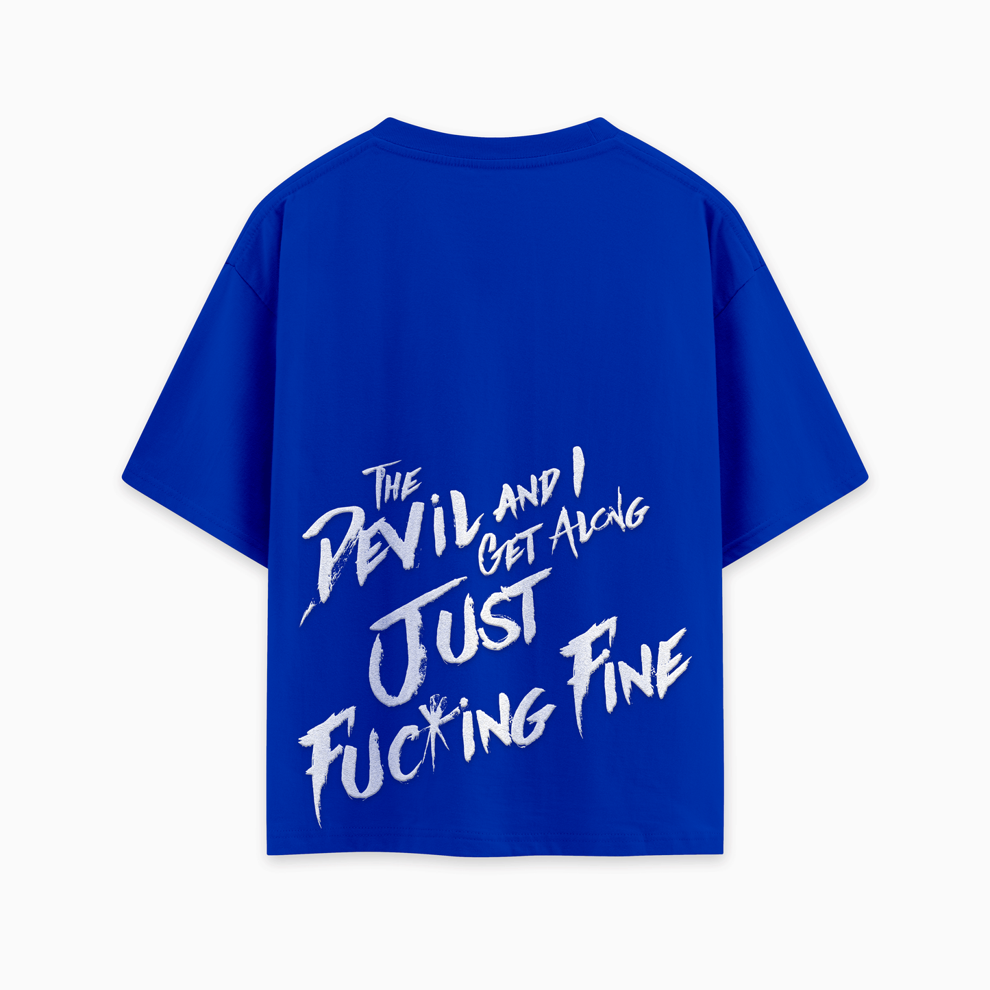 royal blue oversize devil's  friend tees